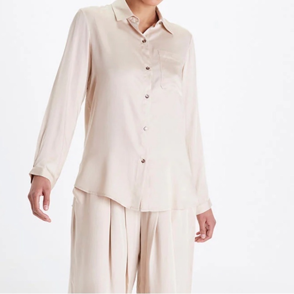 Neu Nomads Blouse Button Up Down Shirt Neutral Womens Twiggy Boyfriend
